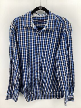 Marco Brunelli Blue Plaid Cotton Button-Down Shirt